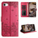 iPhone 7 / 8 / SE 2020 / SE 2022 Cat Embossing Pattern Leather Phone Case with Lanyard - Red