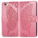 iPhone SE 2022 / SE 2020 Butterfly Love Flower Embossed Horizontal Flip Leather Case with Bracket / Card Slot / Wallet / Lanyard - Pink