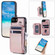 iPhone SE 2022 / SE 2020 / 8 Zipper Card Slots RFID Phone Case - Rose Gold