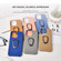 iPhone 13 mini Ring Holder Honeycomb PU Phone Case - Orange