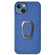 iPhone 13 mini Ring Holder Honeycomb PU Phone Case - Navy Blue