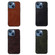iPhone 13 mini Genuine Leather Double Color Crazy Horse Phone Case - Green