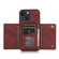 iPhone 13 mini Three-fold Leather Phone Case with Card Slot & Wallet & Holder - Wine Red