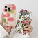 iPhone 13 mini Water Sticker Flower Pattern PC Phone Case - White Backgroud Pink Rose