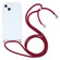 iPhone 13 mini Four-corner Shockproof Transparent TPU Protective Case with Lanyard - Wine Red