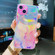 iPhone 13 mini Laser Marble Pattern Clear TPU Shockproof Protective Case - Pink