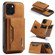iPhone 13 mini DG.MING M2 Series 3-Fold Card Bag Shockproof Case with Wallet & Holder Function - Brown