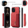 iPhone 13 mini DG.MING M2 Series 3-Fold Card Bag Shockproof Case with Wallet & Holder Function - Red