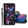 iPhone 13 mini Colored Drawing Pattern Flip Leather Case - Fluorescent Butterfly