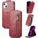 iPhone 13 mini Zipper Wallet Vertical Flip Leather Phone Case - Red