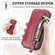 iPhone 13 mini Zipper Wallet Vertical Flip Leather Phone Case - Red