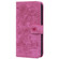 iPhone 13 mini Cartoon Sakura Cat Embossed Leather Case - Rose Red