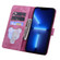 iPhone 13 mini Cartoon Sakura Cat Embossed Leather Case - Rose Red