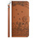 iPhone 13 mini Cat Embossing Pattern Leather Phone Case with Lanyard - Brown