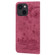 iPhone 13 mini Cartoon Sakura Cat Embossed Leather Case - Wine Red