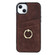 iPhone 13 mini Vintage Patch Leather Phone Case with Ring Holder - Brown