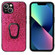 iPhone 13 mini Leather Back Phone Case with Holder - Rose Red Sequins