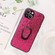 iPhone 13 mini Leather Back Phone Case with Holder - Rose Red Sequins