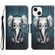 iPhone 13 mini Colored Drawing Leather Phone Case - Earphone Elephant