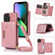 iPhone 13 Mini Three-fold RFID Leather Phone Case with Lanyard - Rose Gold