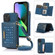 iPhone 13 Mini Three-fold RFID Leather Phone Case with Lanyard - Blue