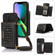 iPhone 13 Mini Three-fold RFID Leather Phone Case with Lanyard - Black