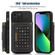 iPhone 13 Mini Three-fold RFID Leather Phone Case with Lanyard - Black