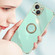 iPhone 13 mini XINLI Straight Edge 6D Electroplate TPU Phone Case with Ring Holder - White