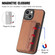 iPhone 13 mini Carbon Fiber Magnetic Card Bag Phone Case - Brown