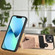 iPhone 13 mini Carbon Fiber Wallet Flip Card K-shaped Holder Phone Case - Khaki