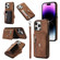 iPhone 13 mini Zipper RFID Card Slot Phone Case with Short Lanyard - Brown