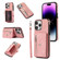 iPhone 13 mini Zipper RFID Card Slot Phone Case with Short Lanyard - Rose Gold