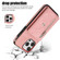 iPhone 13 mini Zipper RFID Card Slot Phone Case with Short Lanyard - Rose Gold