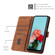 iPhone 13 mini Skin Feel Stripe Pattern Leather Phone Case with Lanyard - Brown