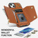 iPhone 13 mini Zipper Card Bag Phone Case with Dual Lanyard - Brown