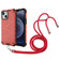 iPhone 13 mini Shockproof Honeycomb PC + TPU Case with Neck Lanyard - Red
