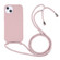 iPhone 13 mini Candy Colors TPU Protective Case with Lanyard - Rose Gold
