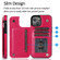 iPhone 13 mini Double Buckle Shockproof PU Protective Case with Card Slots & Holder iPhone 13 Mini - Rose Red