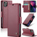 iPhone 13 mini CaseMe 023 Butterfly Buckle Litchi Texture RFID Anti-theft Leather Phone Case - Wine Red