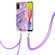 Samsung Galaxy A03s 166mm Electroplating Marble Pattern IMD TPU Shockproof Case with Neck Lanyard - Purple 002