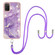 Samsung Galaxy A03s 166mm Electroplating Marble Pattern IMD TPU Shockproof Case with Neck Lanyard - Purple 002