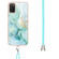 Samsung Galaxy A03s 166mm Electroplating Marble Pattern IMD TPU Shockproof Case with Neck Lanyard - Green 003