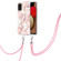 Samsung Galaxy A03s EU Version Splicing Marble Flower Pattern TPU Phone Case with Lanyard - Pink Flower