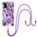 Samsung Galaxy A03s US Version Electroplating Splicing Marble TPU Phone Case with Lanyard - Dark Purple