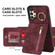 Samsung Galaxy A13 4G / 5G Retro Ring and Zipper RFID Card Slot Phone Case - Wine Red