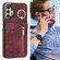 Samsung Galaxy A13 4G / 5G Retro Ring and Zipper RFID Card Slot Phone Case - Wine Red