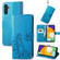 Samsung Galaxy A13 5G Four-leaf Clasp Embossed Leather Phone Case with Lanyard & Card Slot & Wallet & Bracket Function - Blue