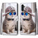 Samsung Galaxy A13 5G Coloured Drawing Cross Texture Horizontal Flip PU Phone Leather Case with Holder & Card Slots & Wallet & Lanyard - Colorful Layer - Oblique Hat Blue Mirror Cat