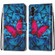 Samsung Galaxy A13 5G Coloured Drawing Cross Texture Horizontal Flip PU Phone Leather Case with Holder & Card Slots & Wallet & Lanyard - Colorful Layer - Big Red Butterfly On Blue