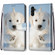 Samsung Galaxy A13 5G Coloured Drawing Cross Texture Horizontal Flip Leather Phone Case with Holder & Card Slots & Wallet & Lanyard - Snow Puppy